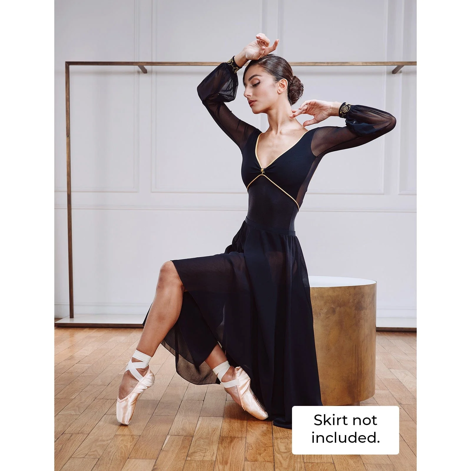 DellaLo' Adult Golden Label Venere Long-Sleeve Leotard - Nero - Image 3