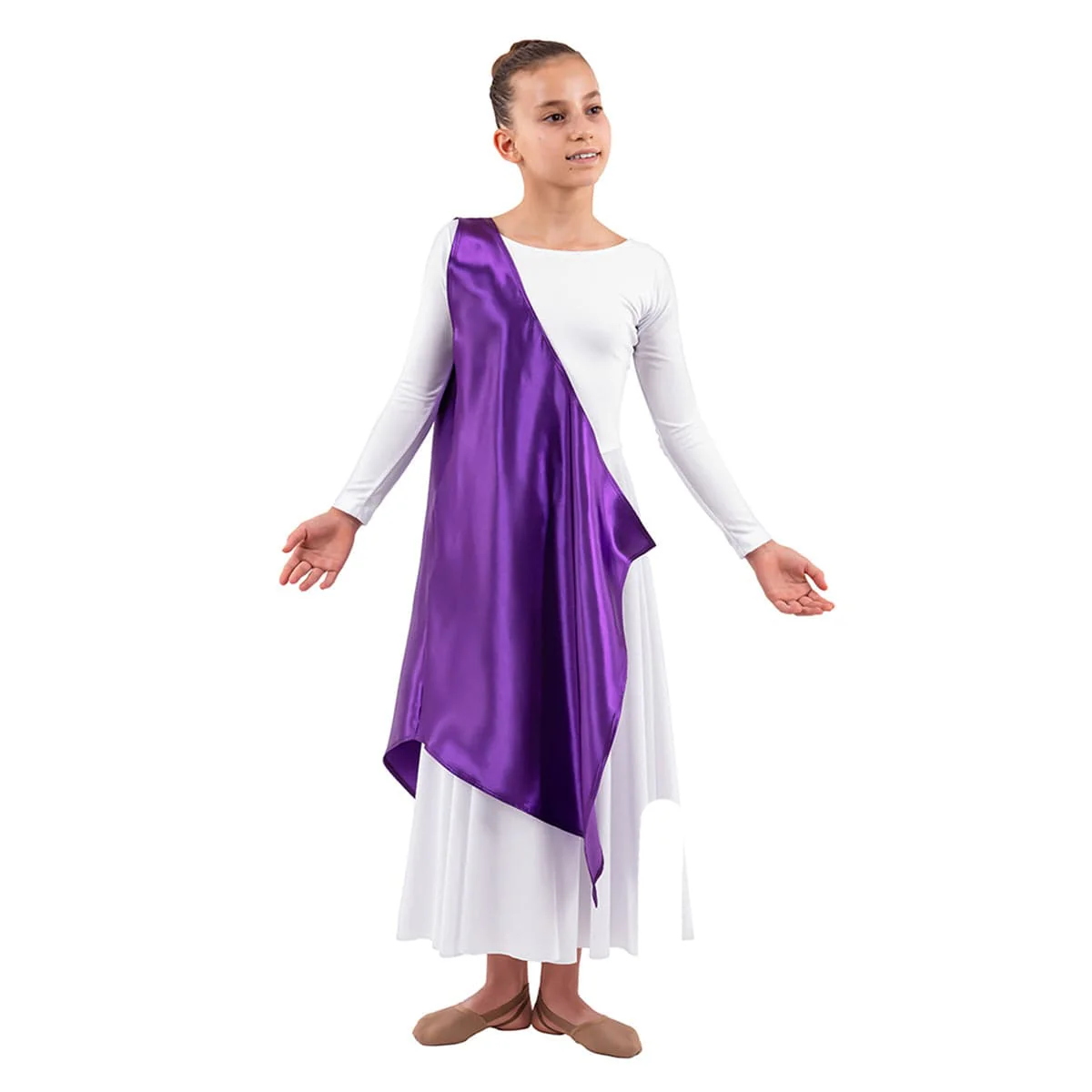 Eurotard Child's Rose of Sharon Satin Single Shoulder Petal Overlay - Image 3