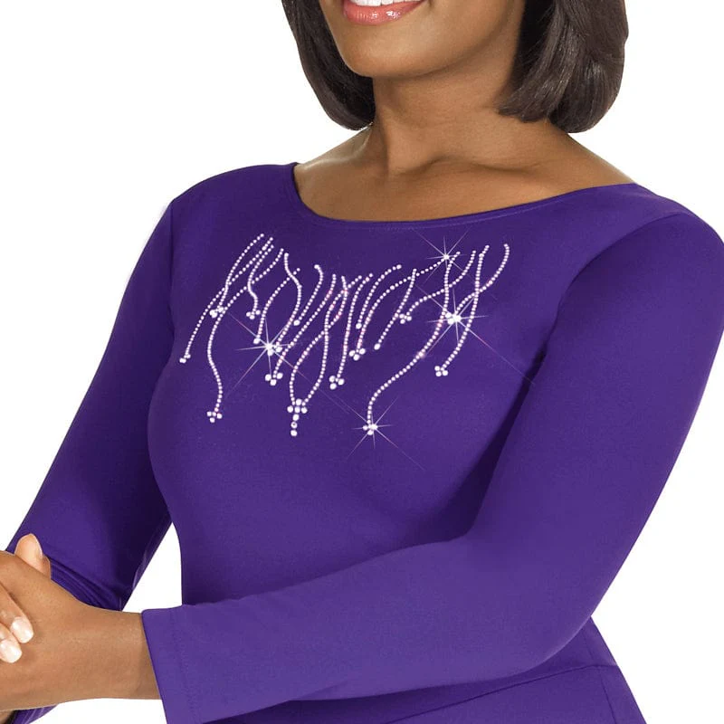 Eurotard Dress with Praise Rhinestone Applique - Image 2