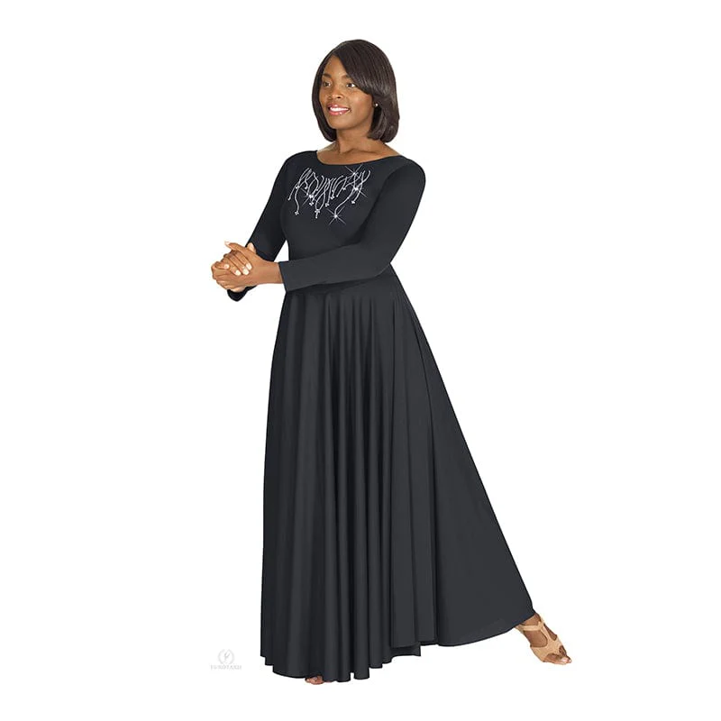 Eurotard Dress with Praise Rhinestone Applique - Image 4