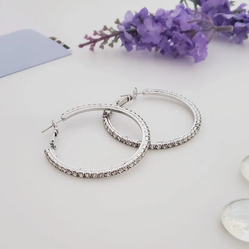 FH2 40mm Rhinestone Hoop Earrings - Image 4
