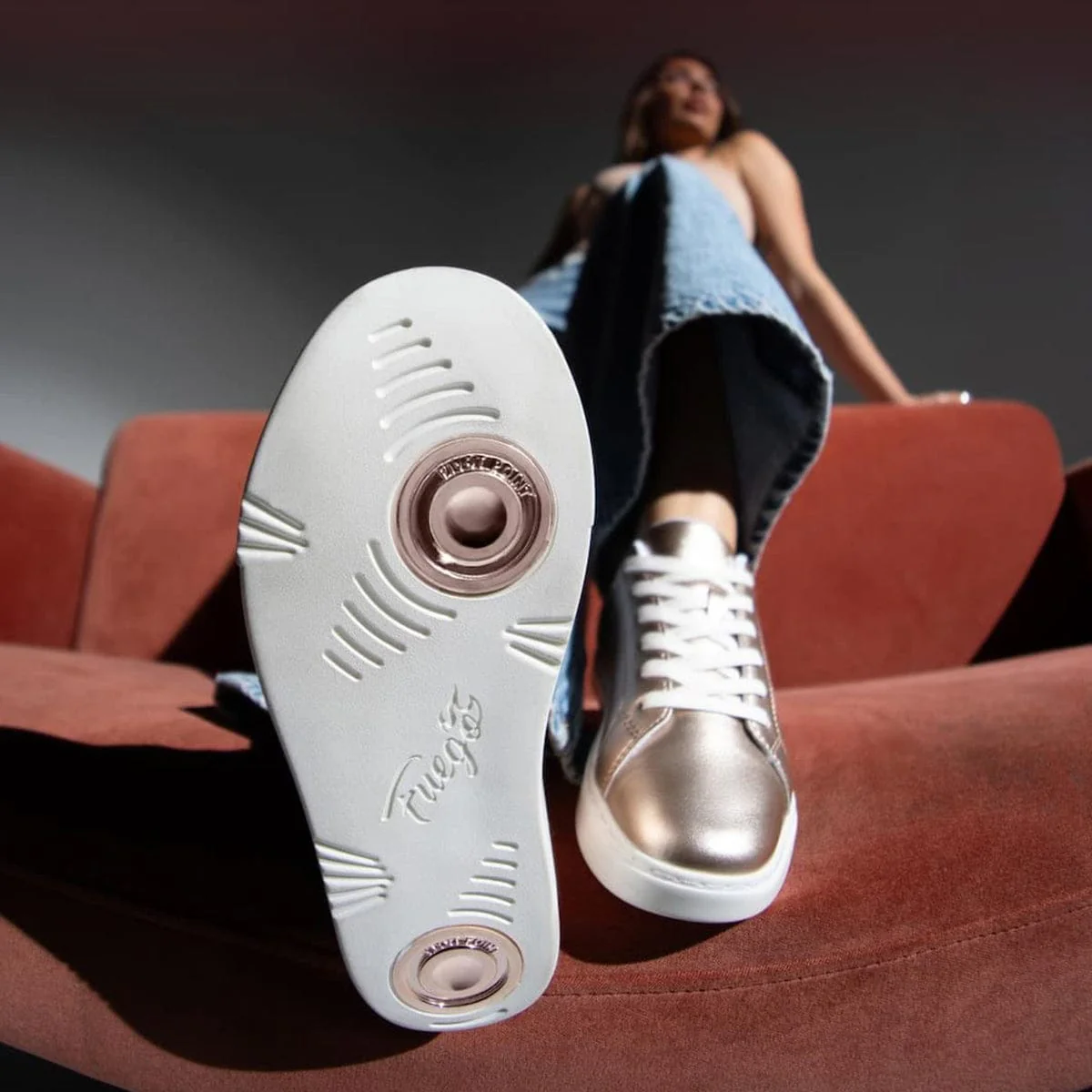 Fuego Adult Low-Top Dance Sneakers - Rose Gold - Image 5