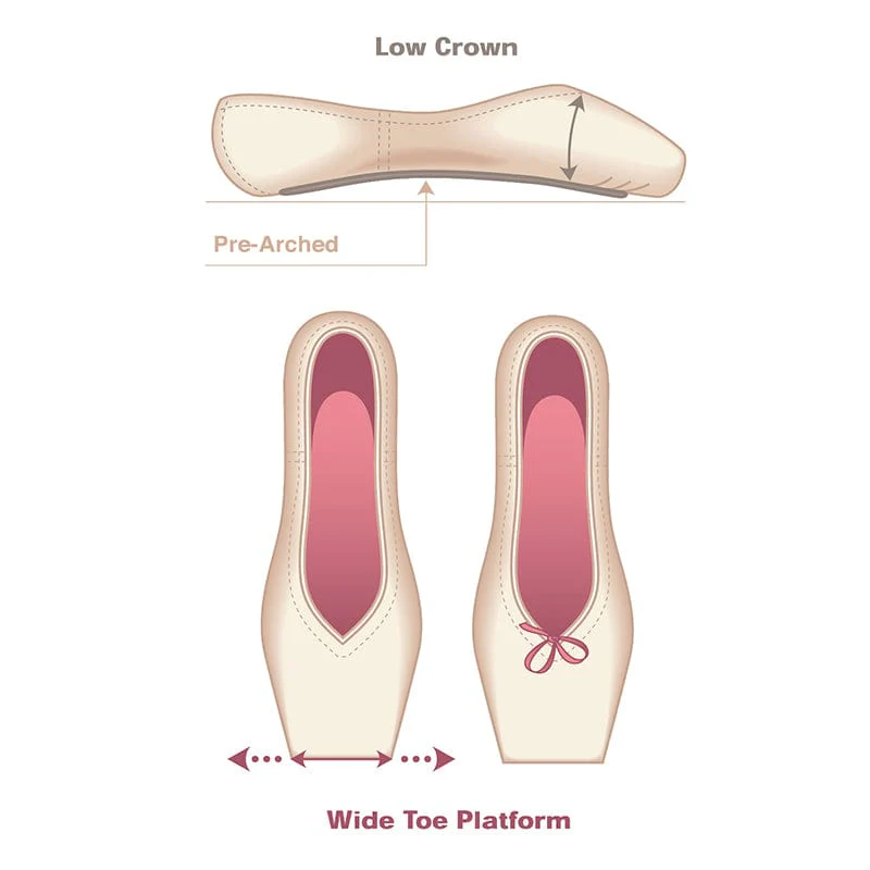 Russian Pointe Rubin U-Cut Drawstring Pointe Shoes - Flexible Medium Shank - Image 3